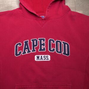 Cuffy’s Of Cape Cod Mass L Hoodie Sweatshirt Distressed Pullover Long Sleeve Red
